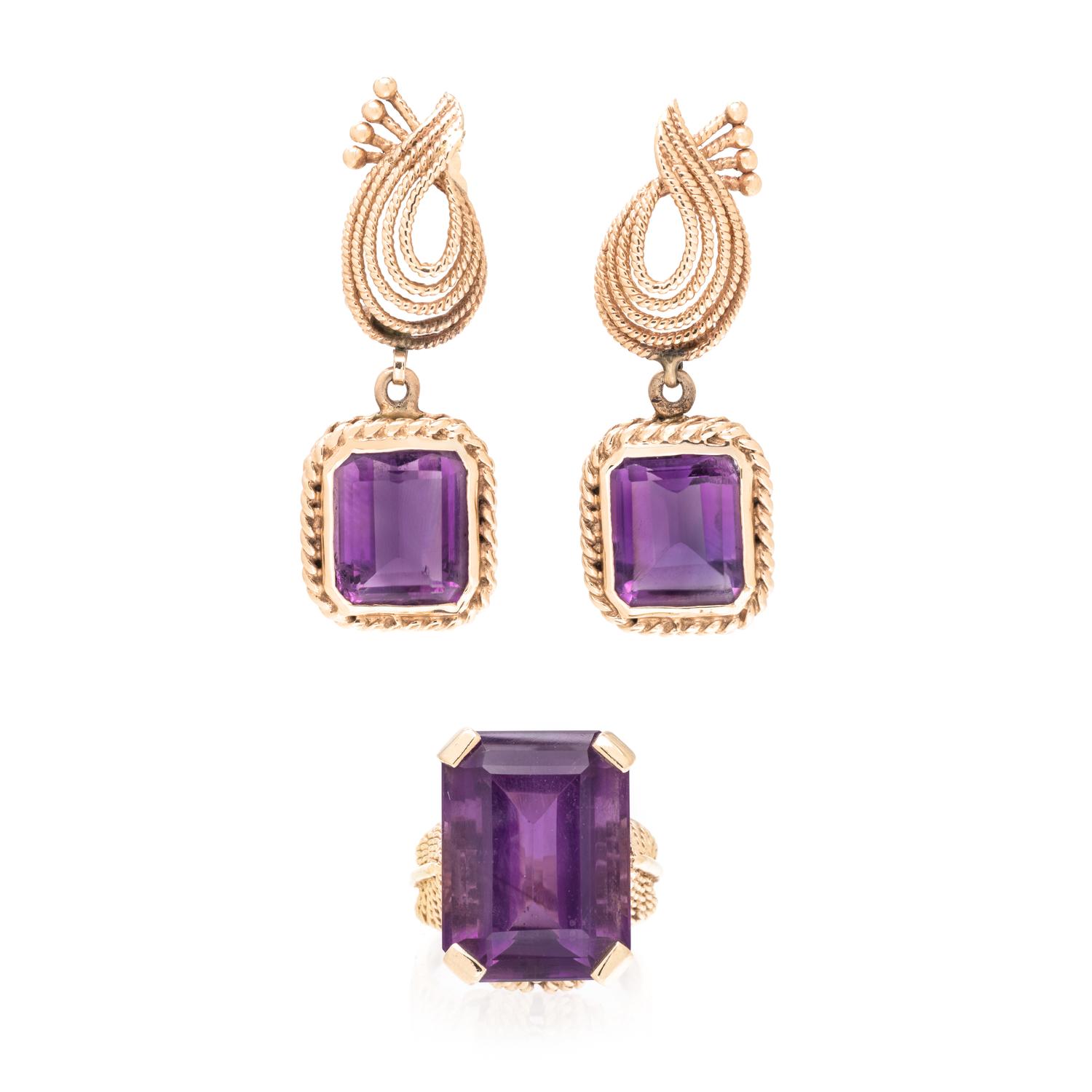 YELLOW GOLD AND AMETHYST SET