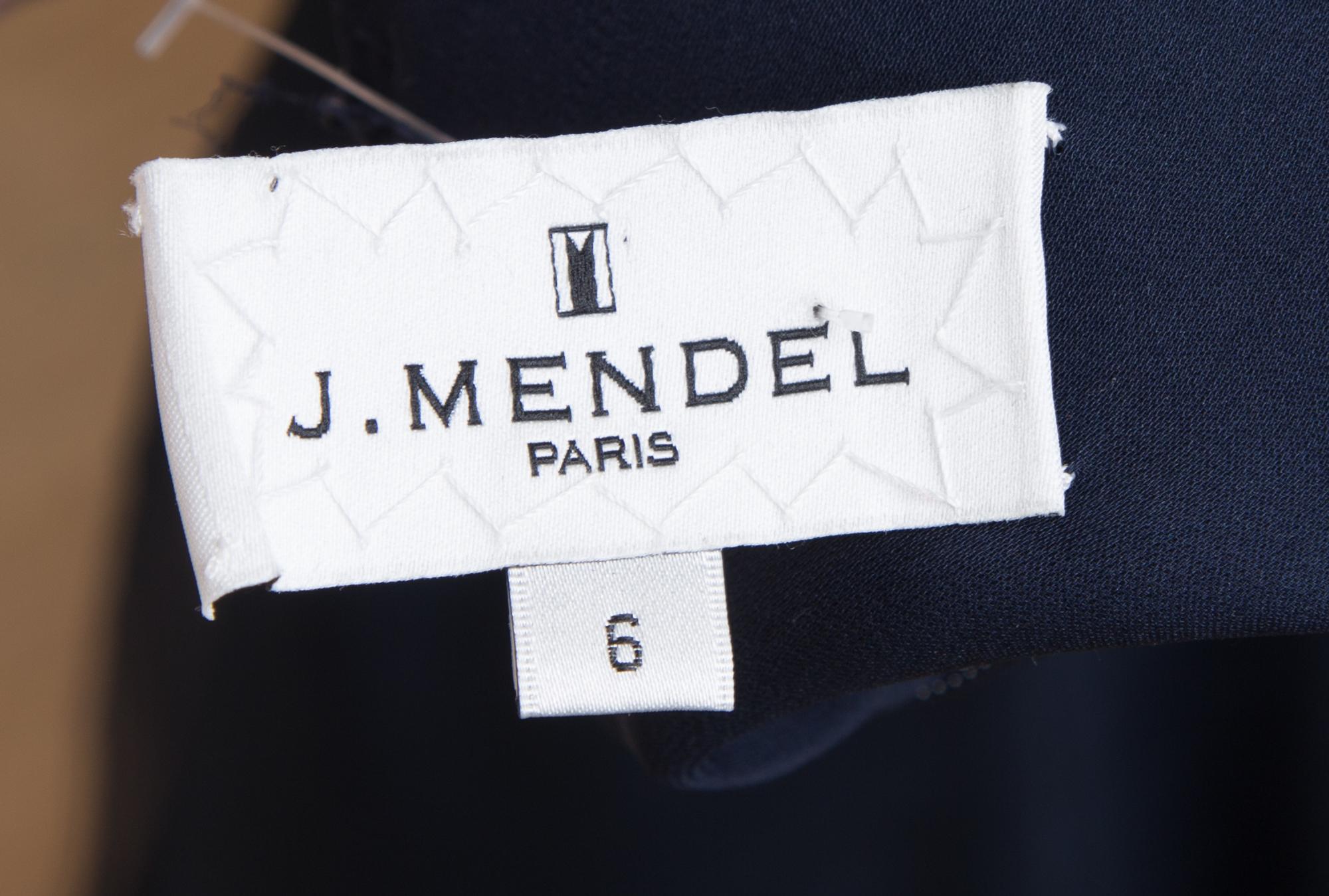 A J. Mendel Navy Jersey Starburst Sleeveless Pleated Gown, Size 6.