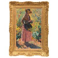 Henri-Jean Guillaume Martin (French, 1860-1943) — Femme dans une Vigne Tenant une Grappe de Raisin (Étude pour 'les Vendanges')