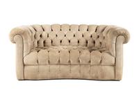A Contemporary Suede-Upholstered Button-Tufted Chesterfield Sofa