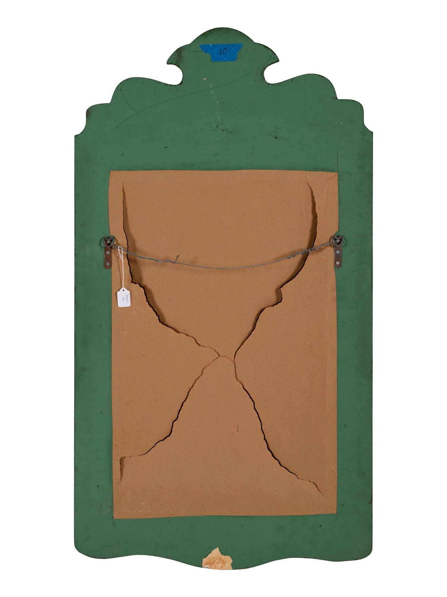 A Queen Anne Style Green Japanned Mirror