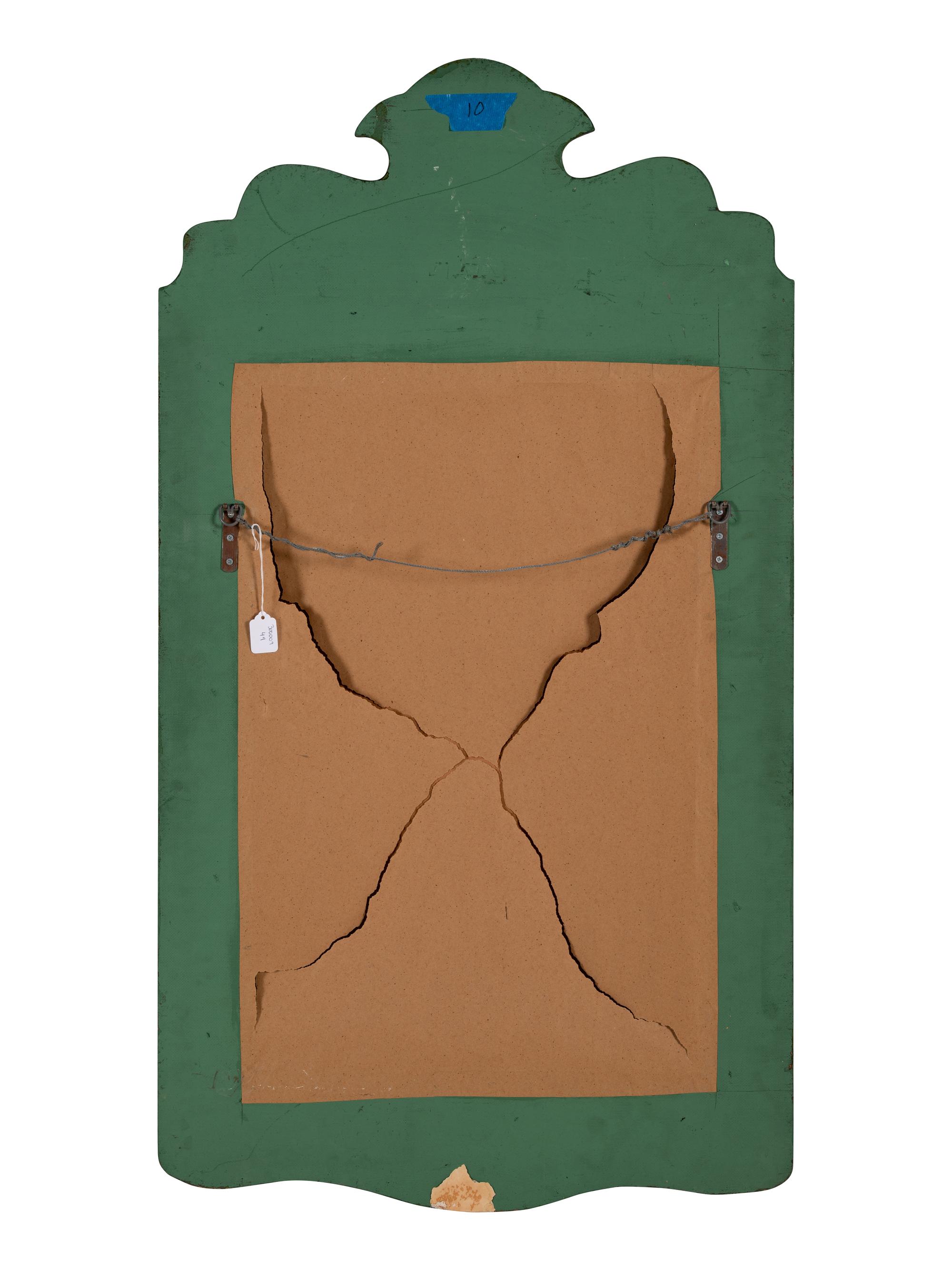 A Queen Anne Style Green Japanned Mirror