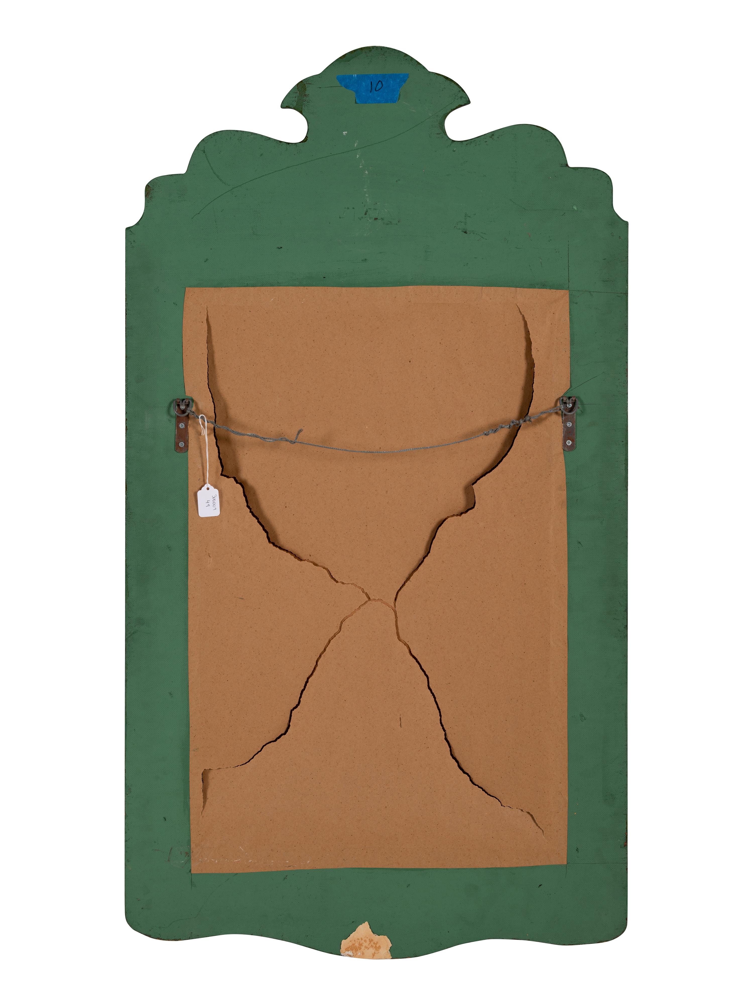 A Queen Anne Style Green Japanned Mirror