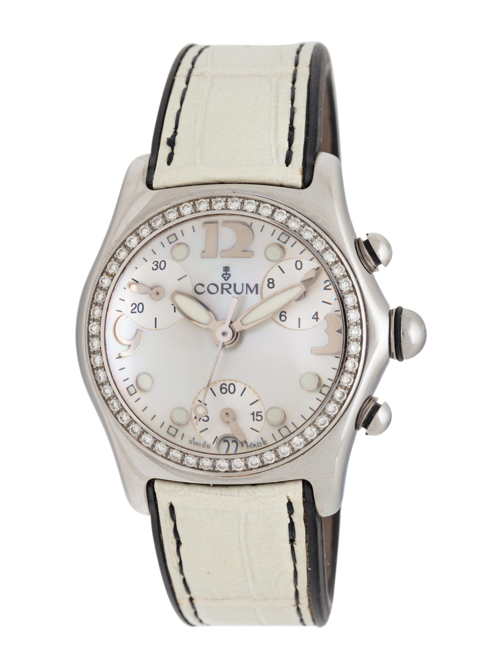 CORUM, REF. 196.151.47 STAINLESS STEEL AND DIAMOND 'BUBBLE' CHRONOGRAPH WATCH