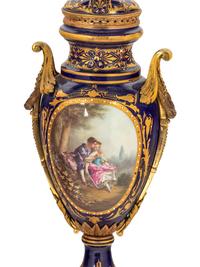 A Pair of Gilt Bronze-Mounted Sèvres Style Porcelain Vases Converted to Lamps