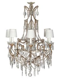 A Louis XVI Style Six-Light Crystal Chandelier