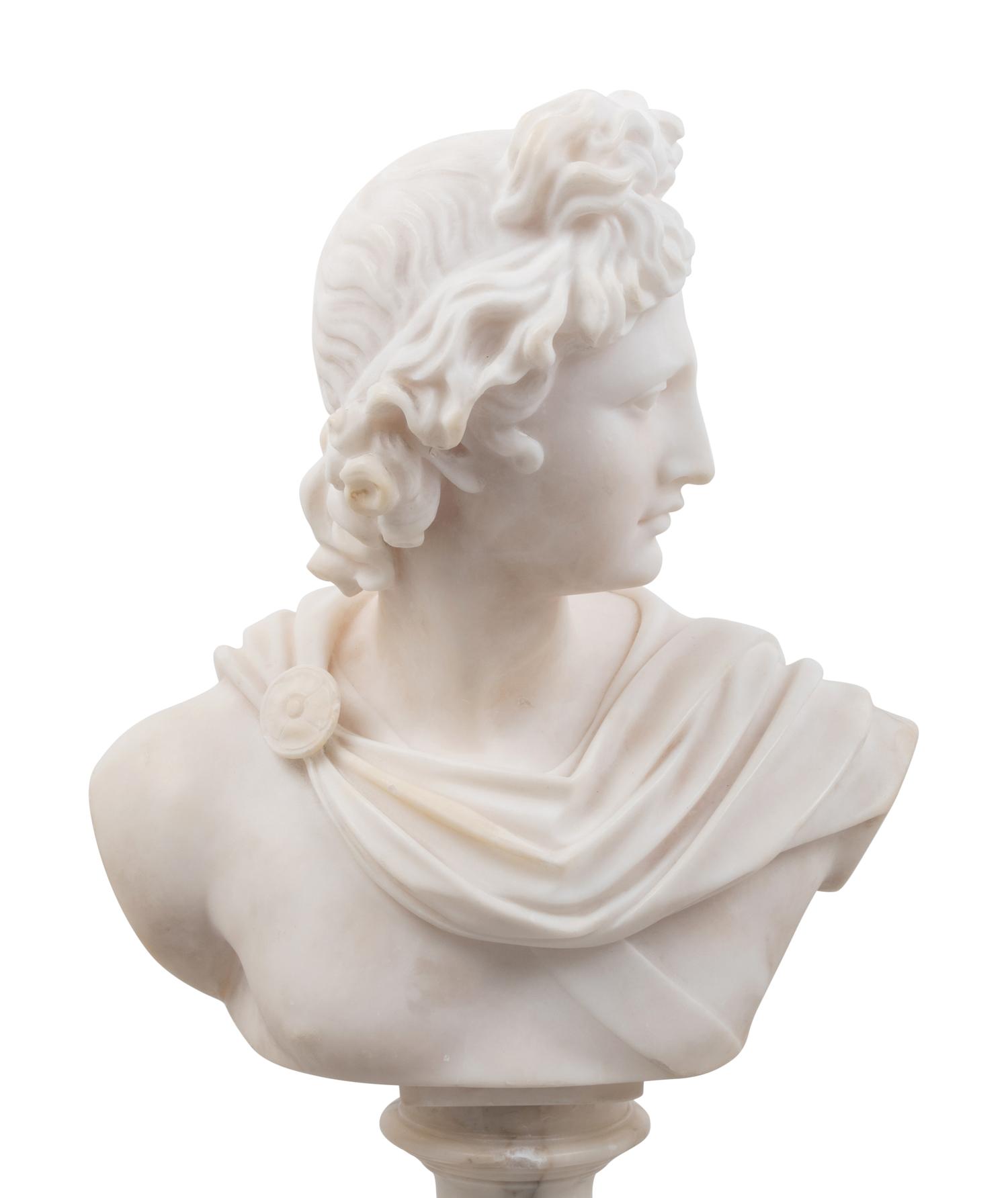 A Continental Marble Bust of Apollo Belvedere