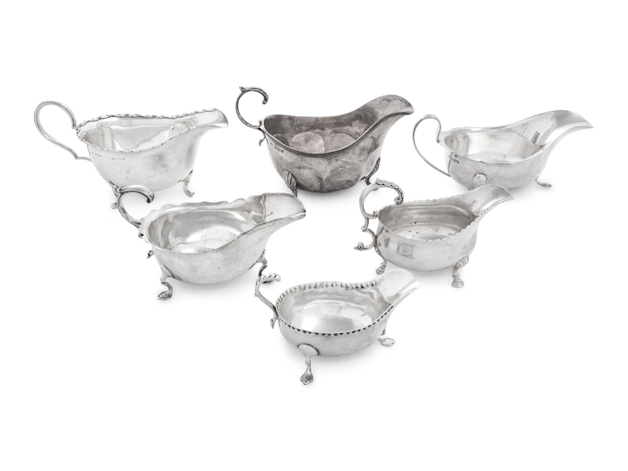 A Collection of Six English and American Silver Sauce Boats