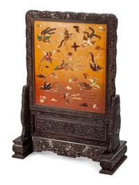 A Chinese Carved and Inlaid Table Screen