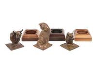 Three Sculptures: Cat , edition 25/100; Bear , edition 5/100; and Steer Head , edition 5/100