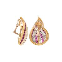 GOLD, RUBY, AND DIAMOND EARRINGS