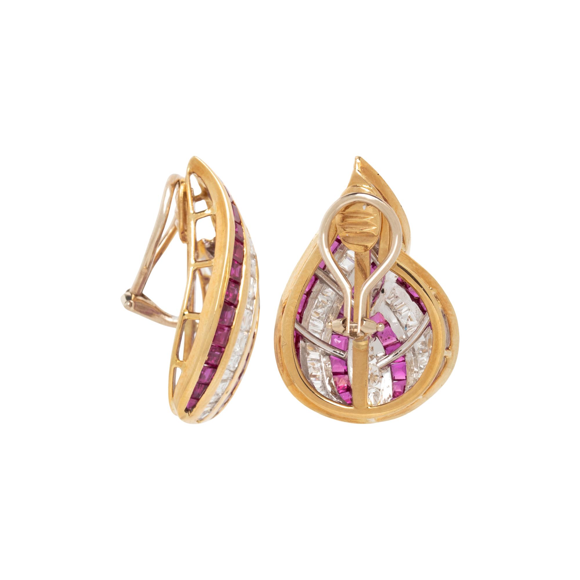 GOLD, RUBY, AND DIAMOND EARRINGS
