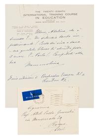 MONTESSORI, Maria (1870-1952). Autograph letter signed ("Mammolina"), to Adele Costa Gnocchi. London, n.d. [c.1946].