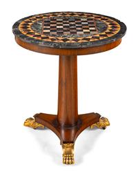 An Empire Style Parcel Gilt Pietra Dura Table