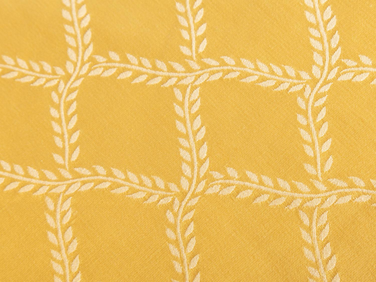 A Pair of Scalamandré Yellow Silk Damask Tasseled Tablecloths