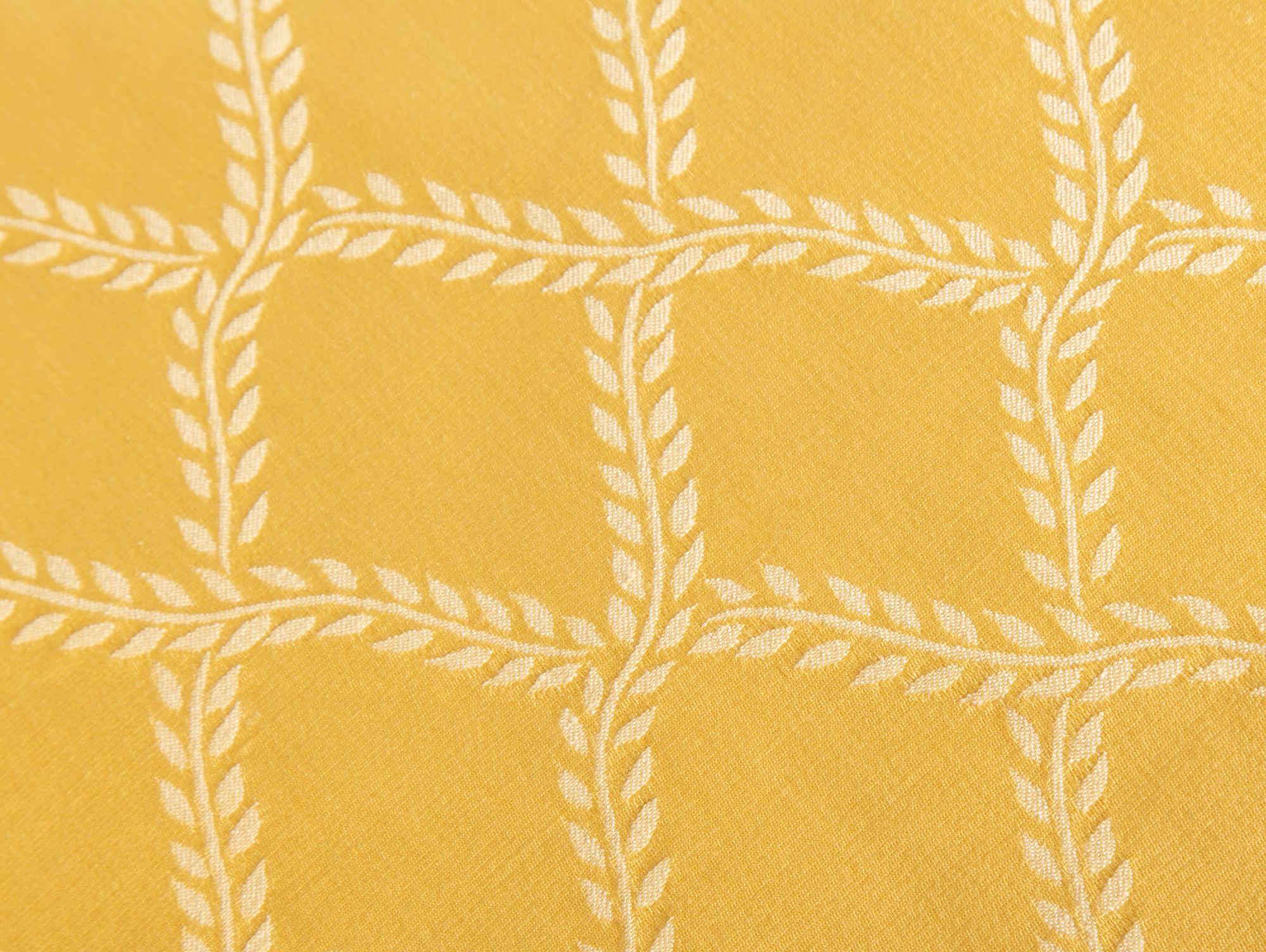 A Pair of Scalamandré Yellow Silk Damask Tasseled Tablecloths