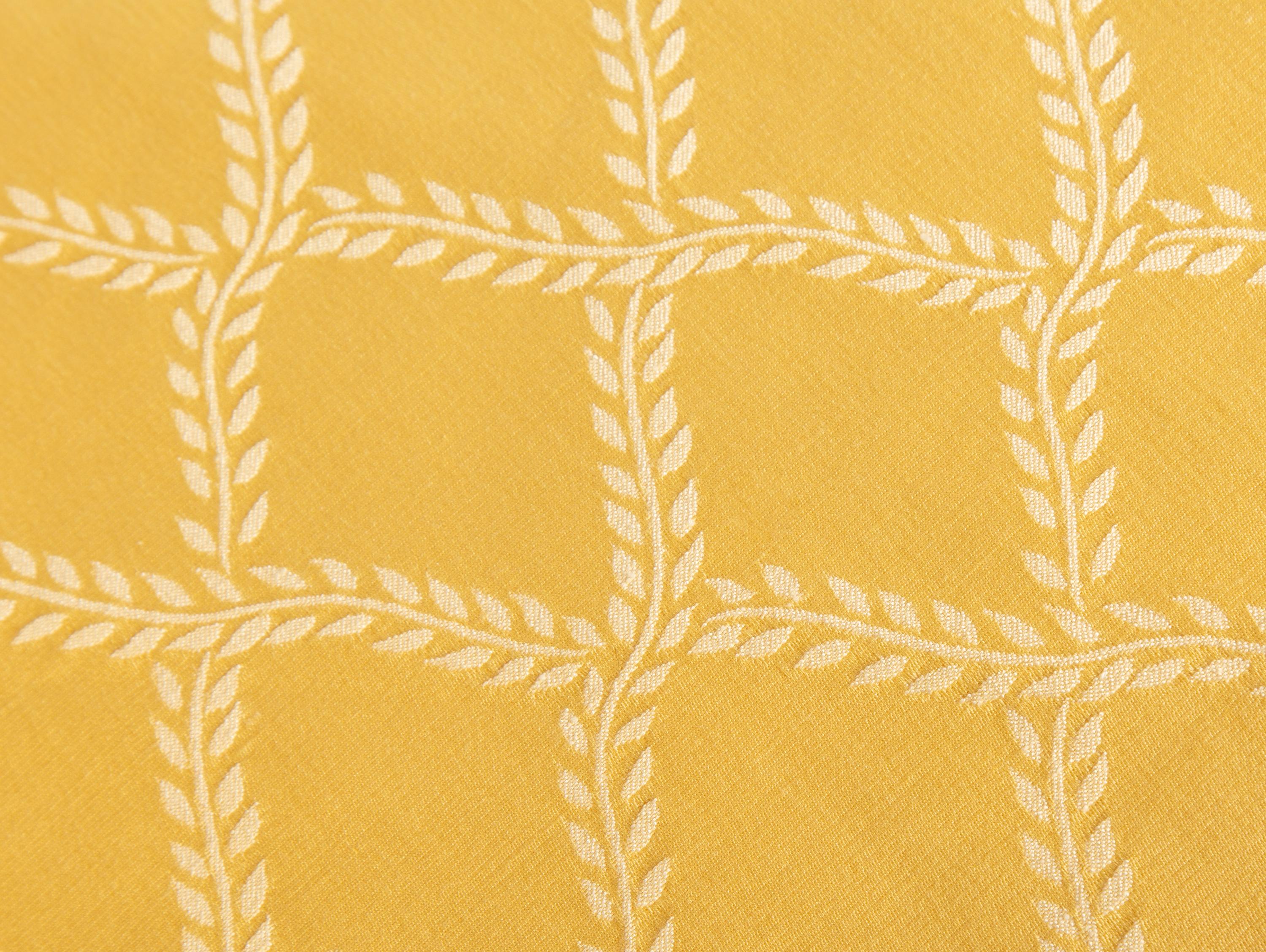 A Pair of Scalamandré Yellow Silk Damask Tasseled Tablecloths