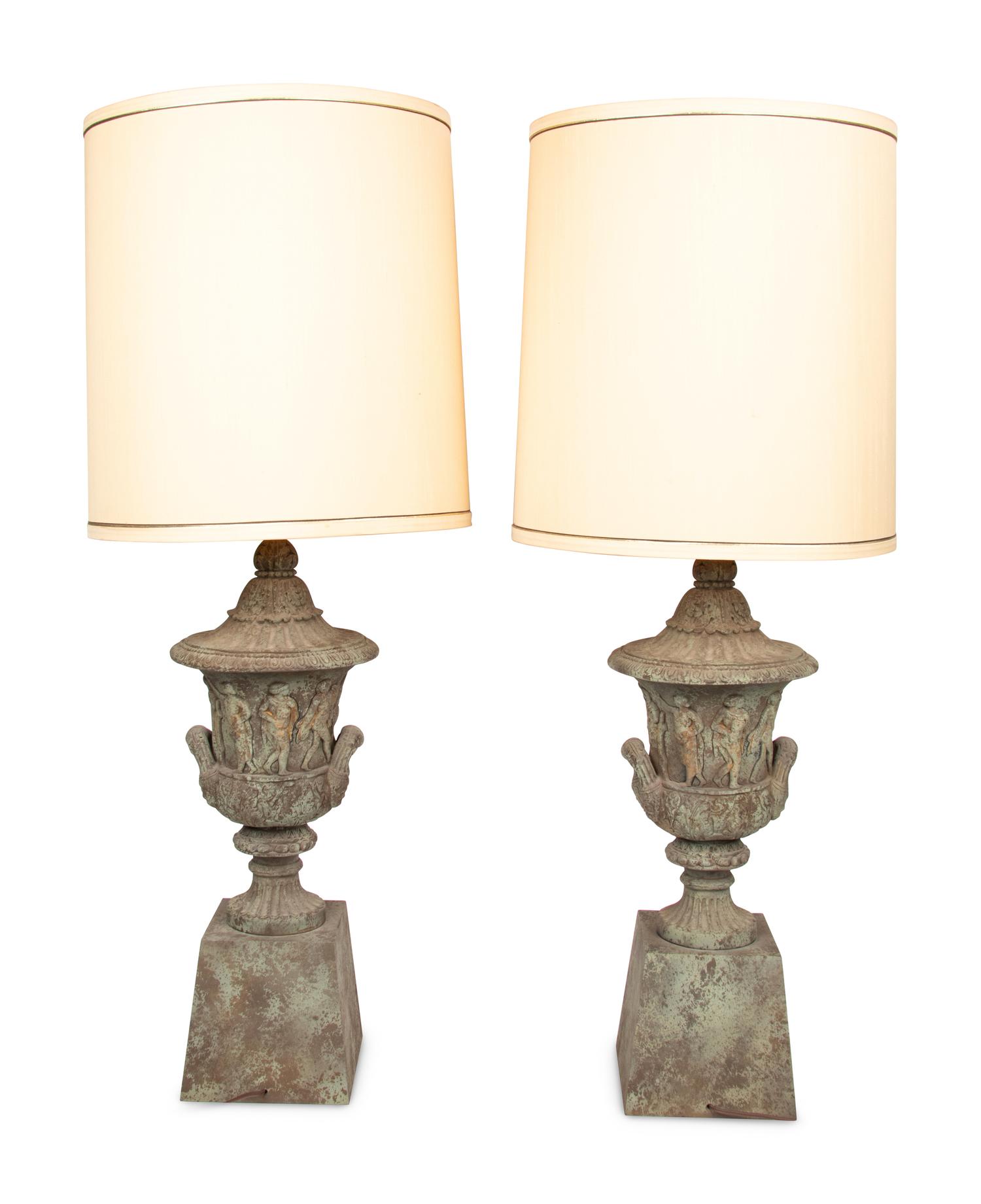 A Pair of Classical Composite Urns Mounted as Lamps