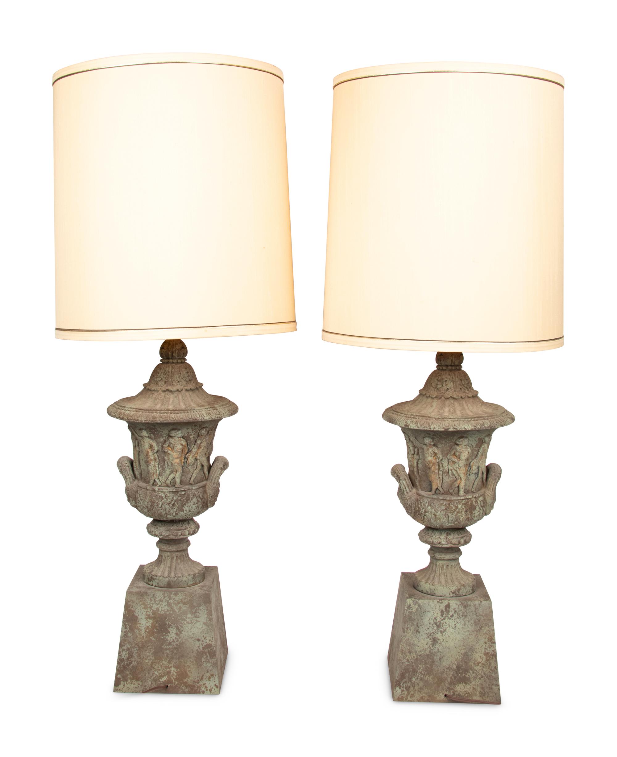 A Pair of Classical Composite Urns Mounted as Lamps