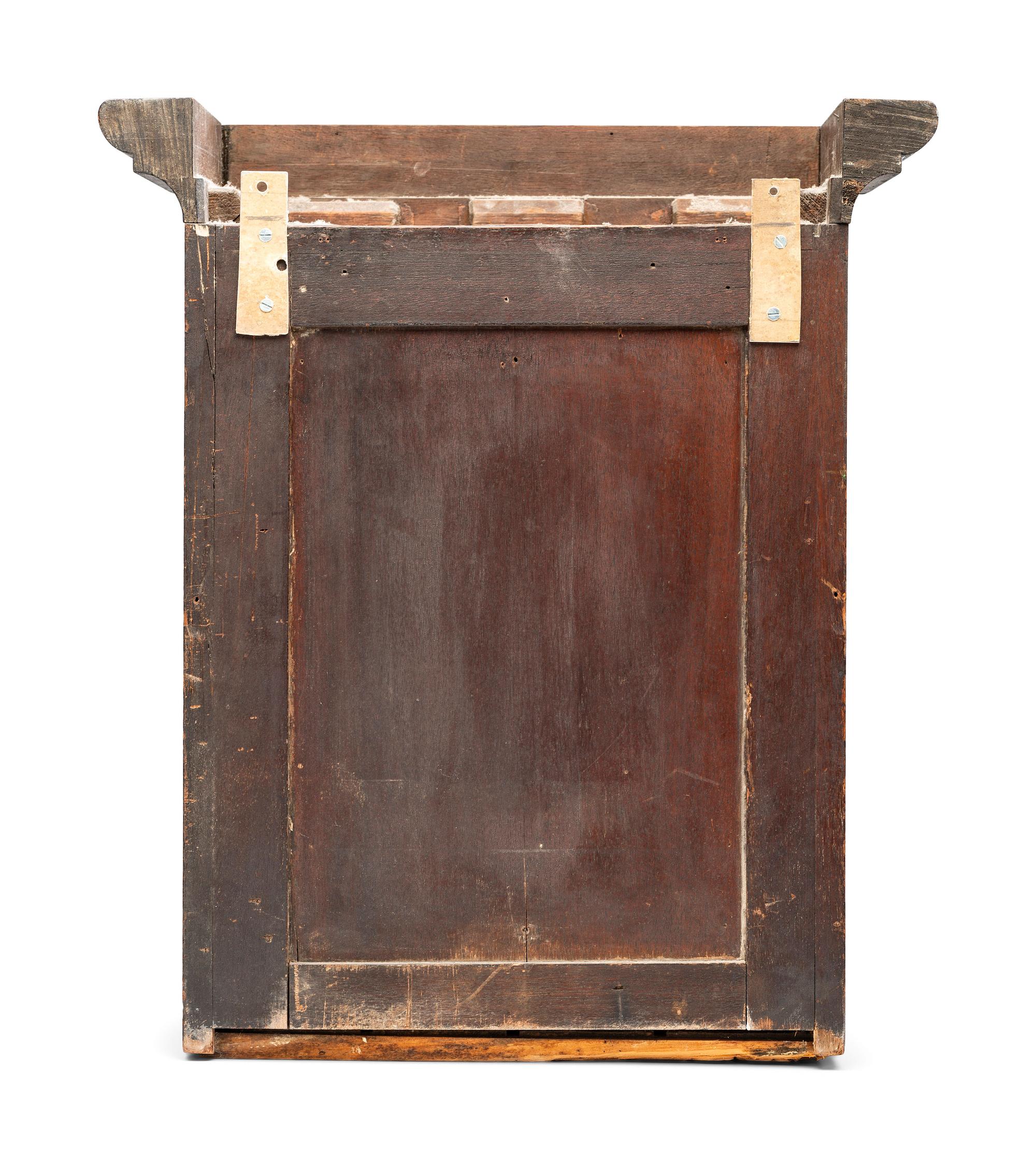 A Stoneware Merchant's Walnut Hanging Cupboard