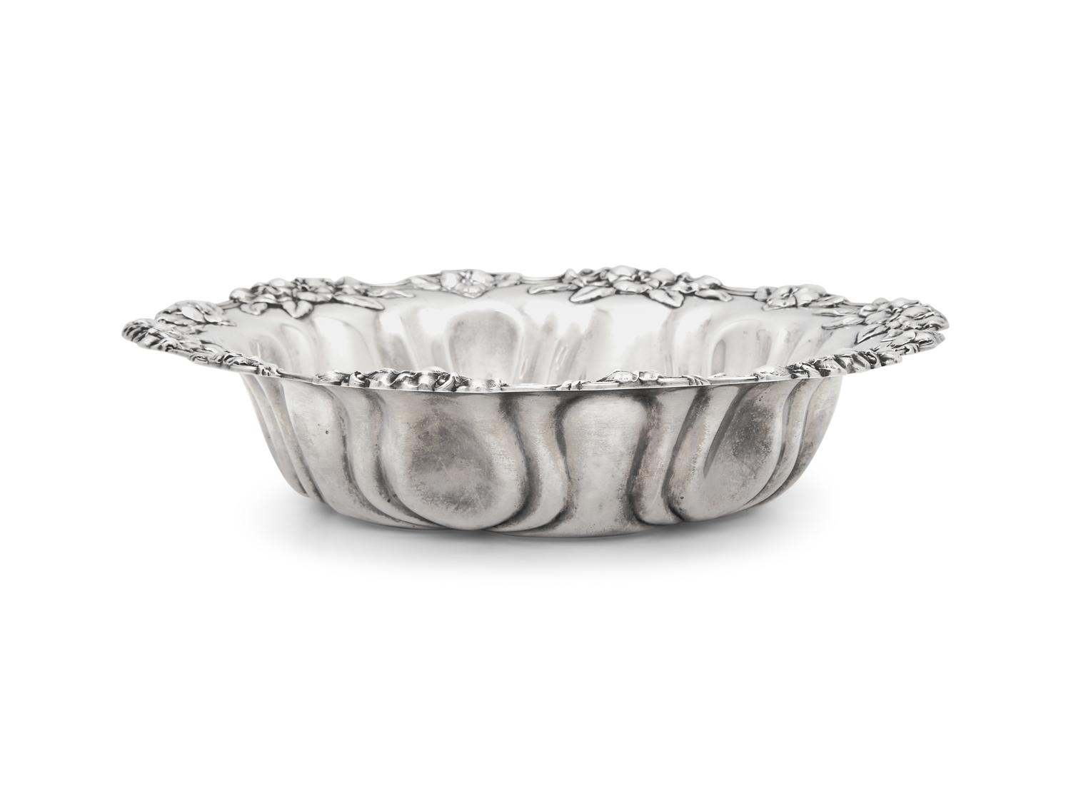 An American Silver Water Pitcher and Floral Repousse Bowl