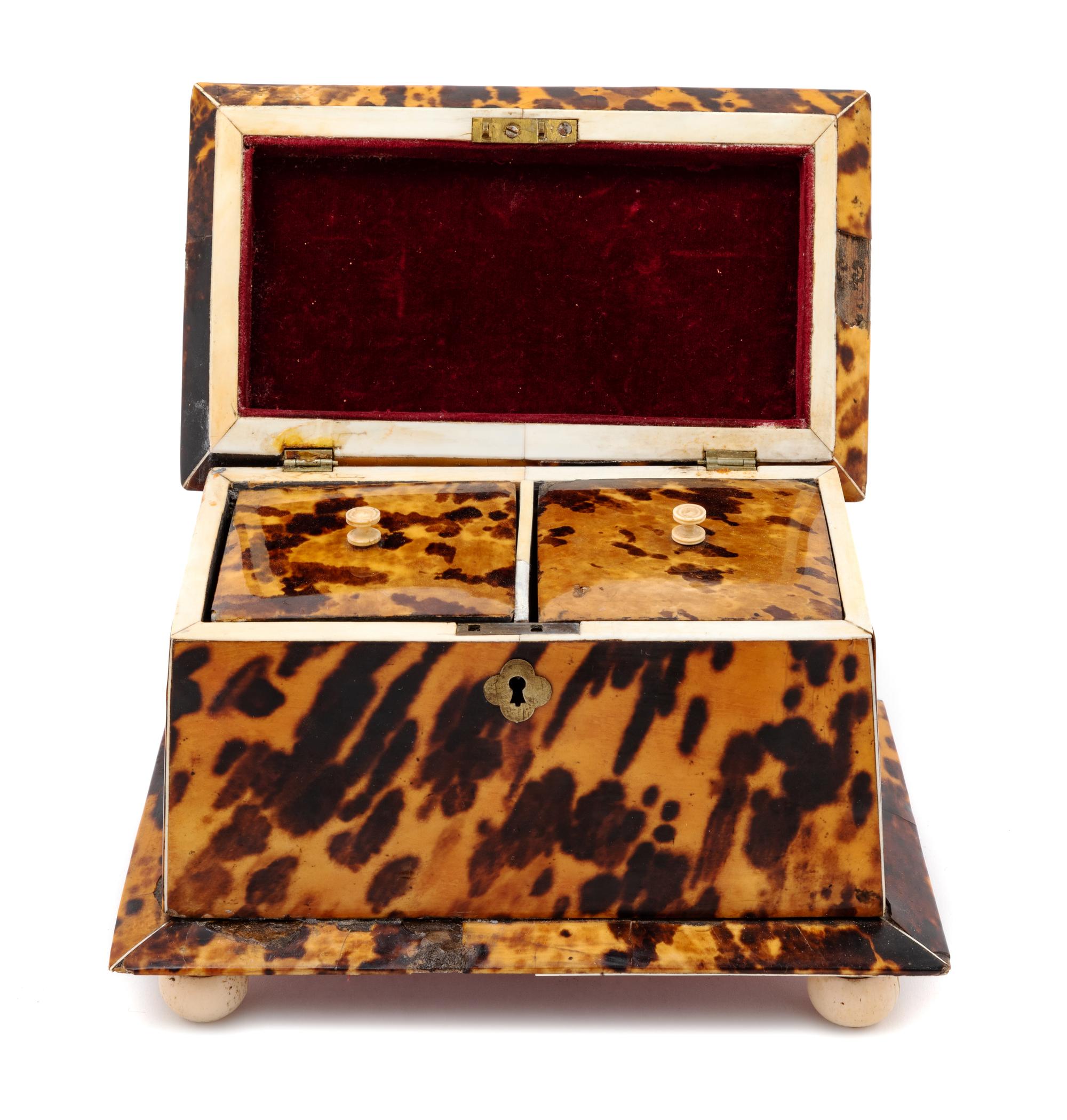 A Regency Tortoise Shell Tea Caddy