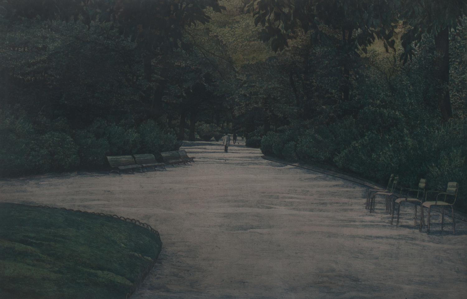 Harold Altman, (American, 1924-2003), Walking Man, Luxembourg, together with another (two works)