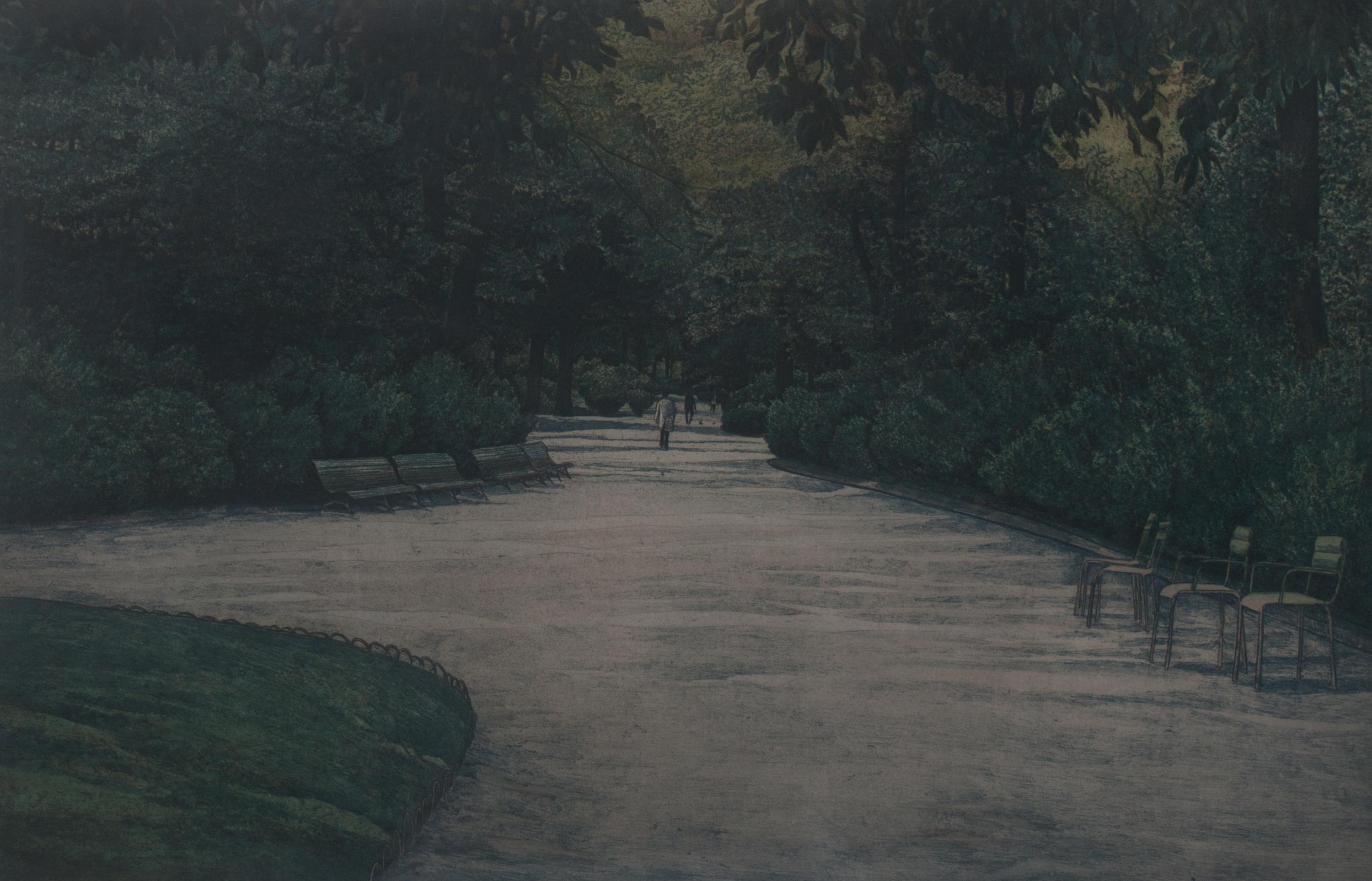 Harold Altman, (American, 1924-2003), Walking Man, Luxembourg, together with another (two works)
