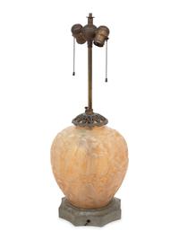 A Molded Opalescent Glass Vase Mounted as a Lamp