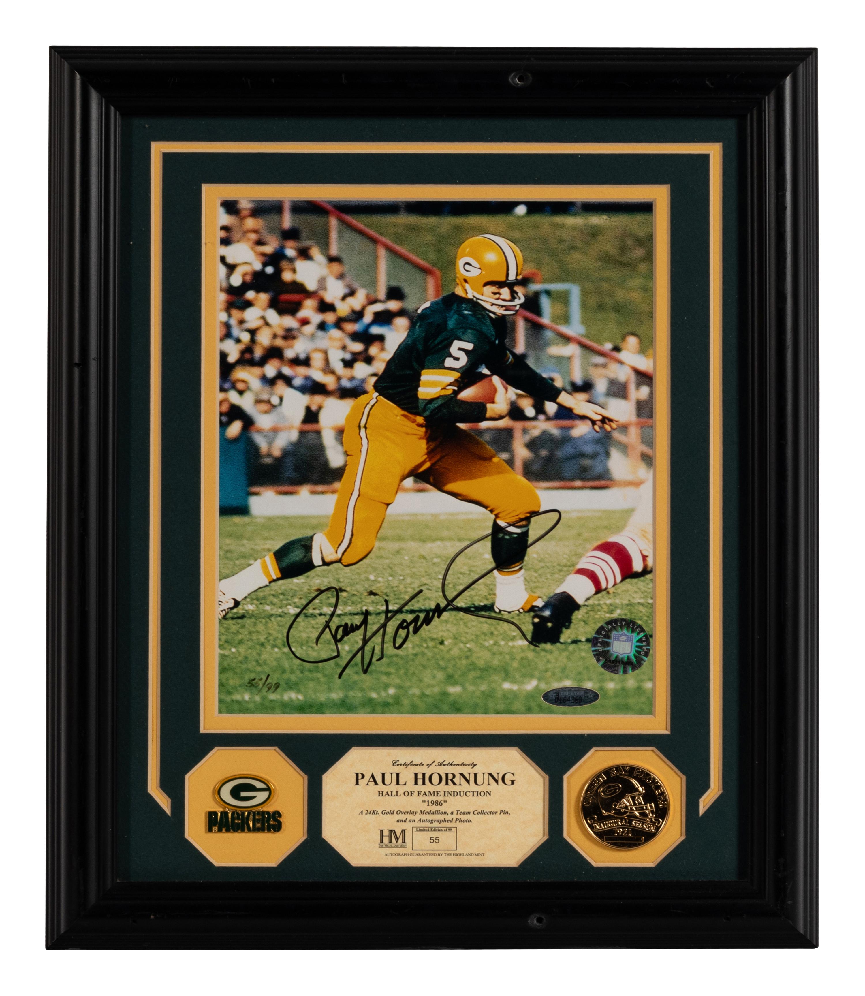 A Group of Five Photographs and Artwork Associated with the Green Bay Packers Formerly Displayed at Mike Ditka’s Restaurant