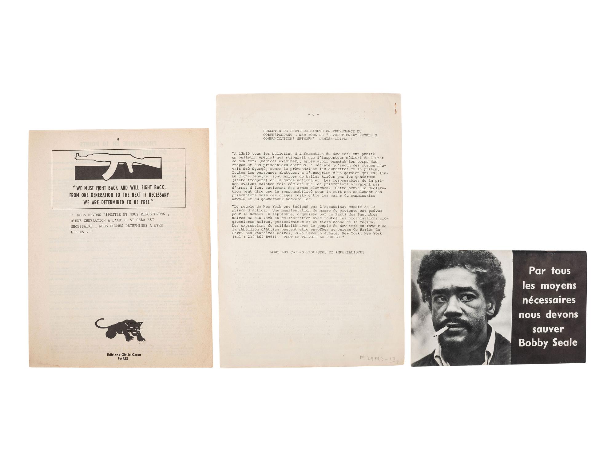 [AFRICAN AMERICANA]. Pamphlets related to Huey Newton, Bobby Seale, and the Black Panther Party.