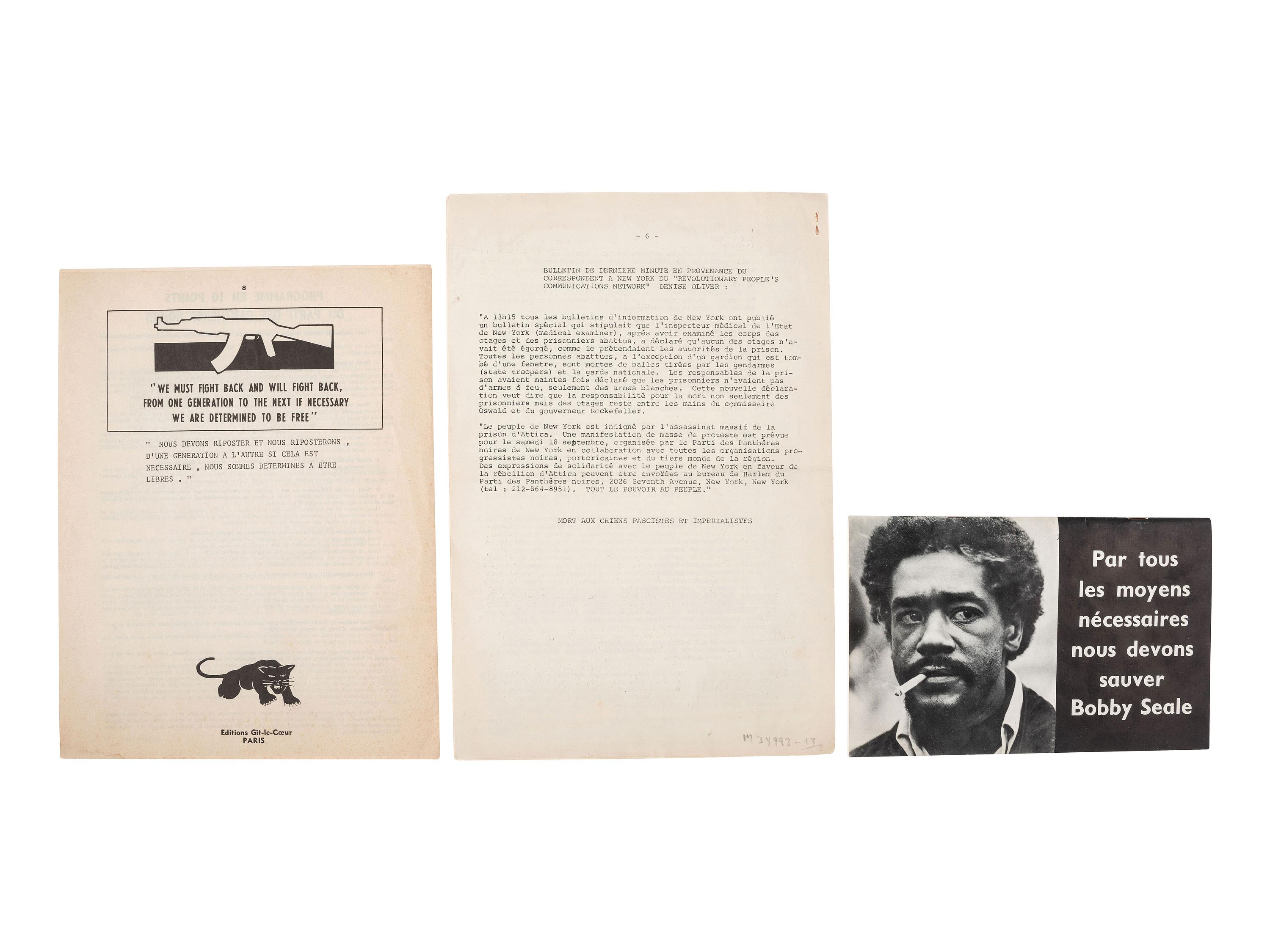 [AFRICAN AMERICANA]. Pamphlets related to Huey Newton, Bobby Seale, and the Black Panther Party.