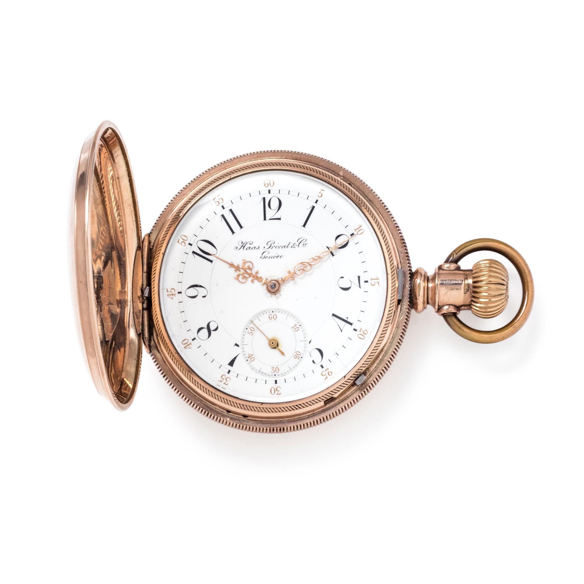 HAAS PRIVAT & CO., GOLD-FILLED HUNTER CASE POCKET WATCH