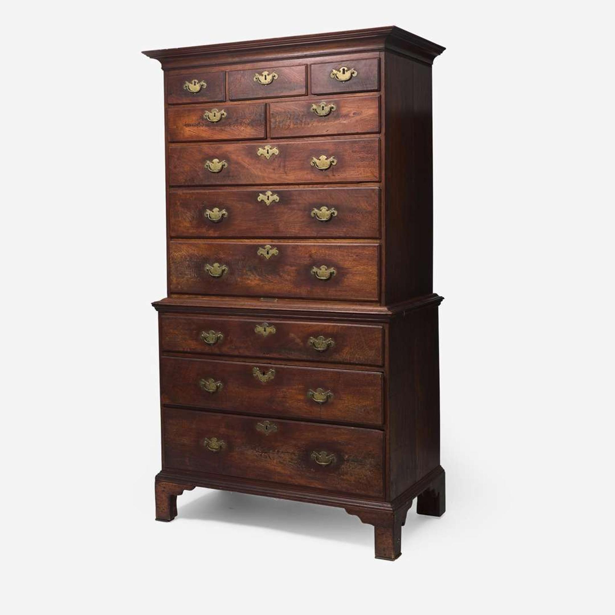 A Chippendale carved walnut chest-on-chest Philadelphia, PA, late 18th century