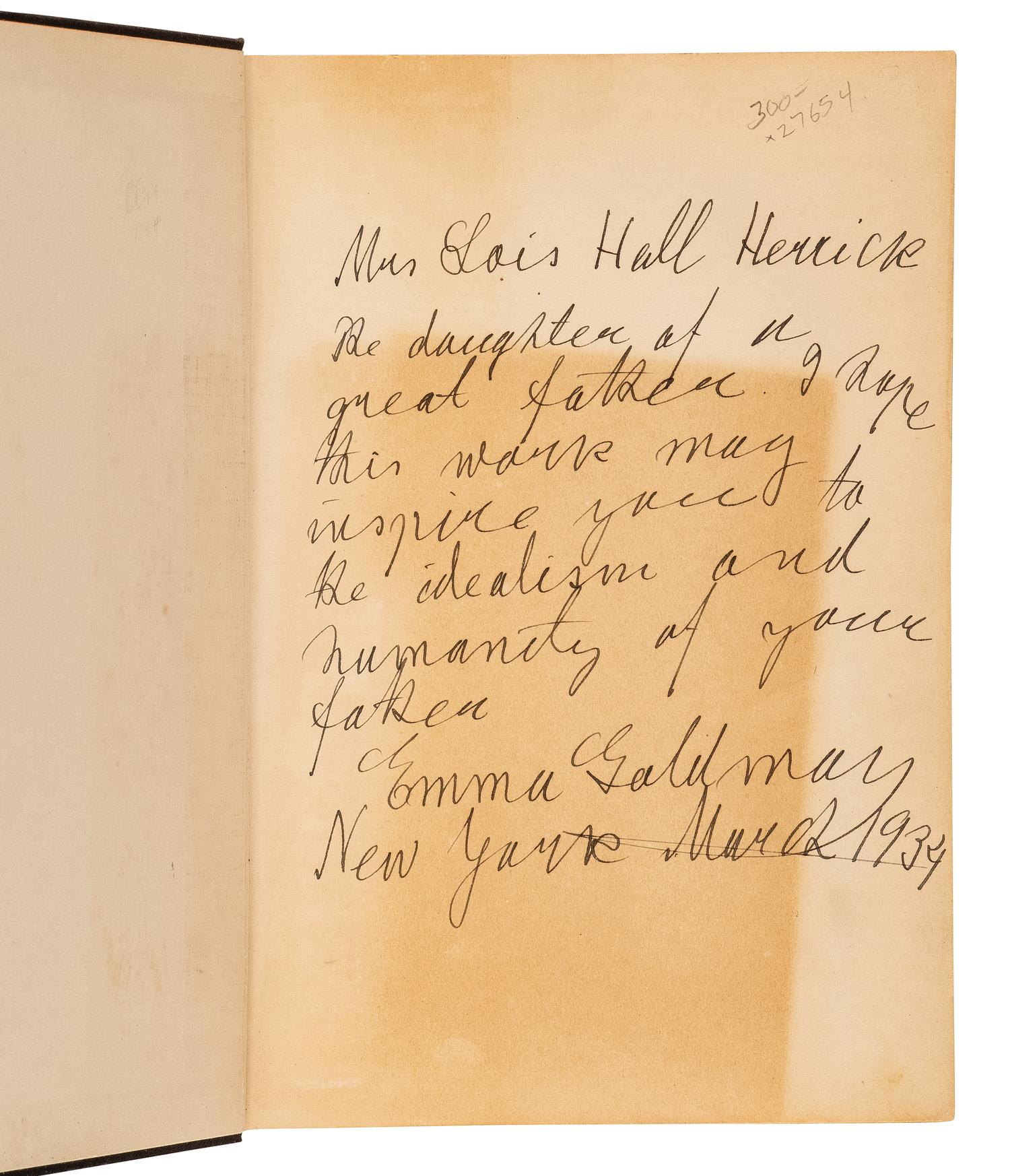 GOLDMAN, Emma (1869-1940). Living My Life . New York: Alfred A. Knopf, 1934.