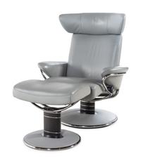 A Contemporary Italian Chrome-Finished Leather Lounge Chair and Ottoman