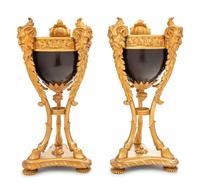 A Pair of Neoclassical Style Gilt and Patinated Bronze Cassolettes