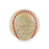 An Impressive Multi Signed Autograph Vintage 1955 Hall of Fame Induction Weekend Baseball Featuring Joe DiMaggio, Jimmie Foxx and 18 Others (Beckett Authentication Services)
