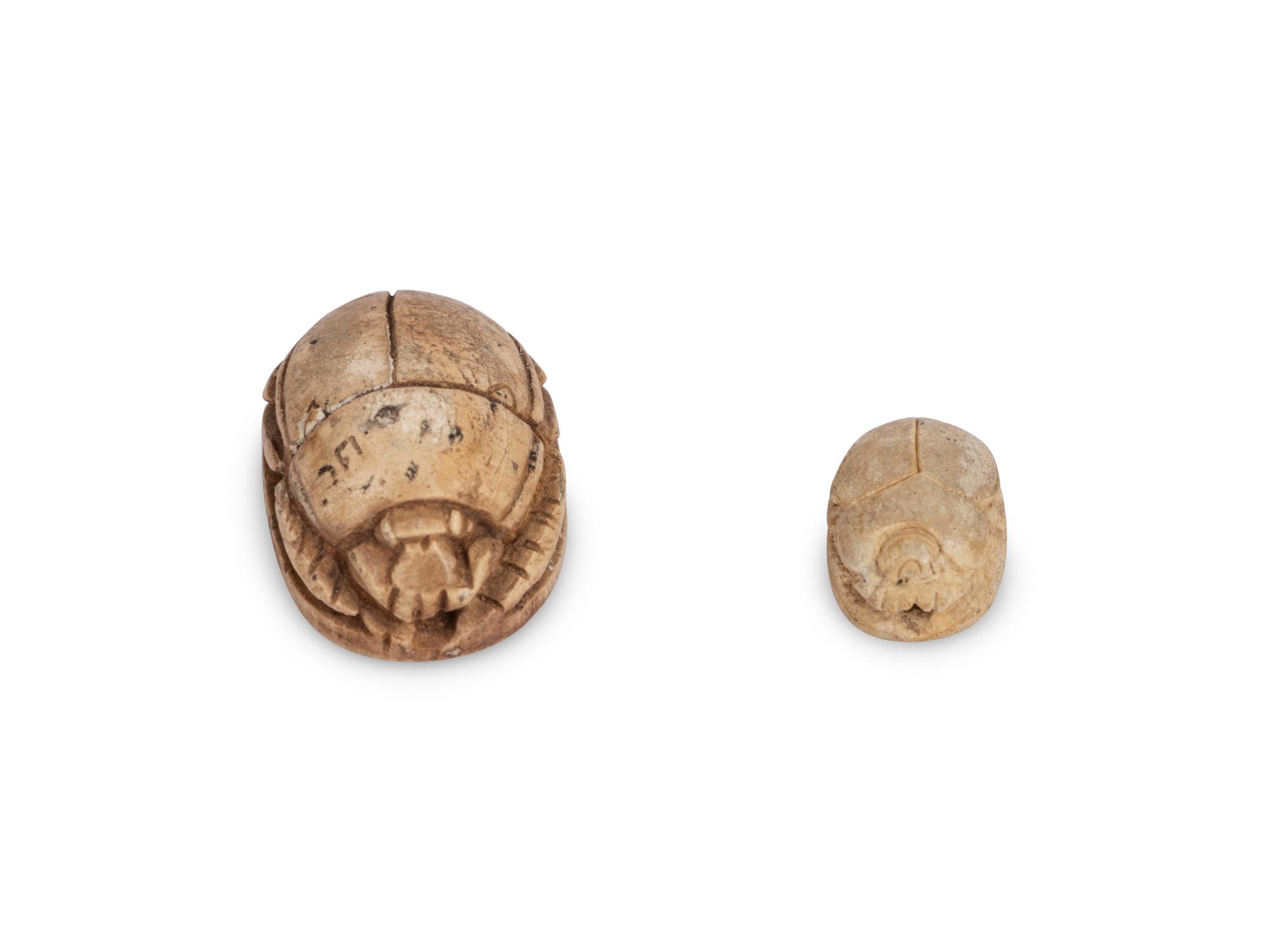 Two Egyptian Glazed Steatite Scarabs