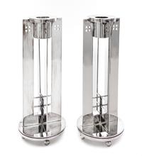 A Pair of American Silver-Plate Candlesticks, Richard Meier for Swid Powell, New York, 20th Century, King Richard pattern.