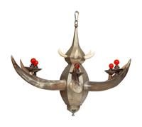 An Anthony Redmile Horn and Aluminum Six-Light Chandelier