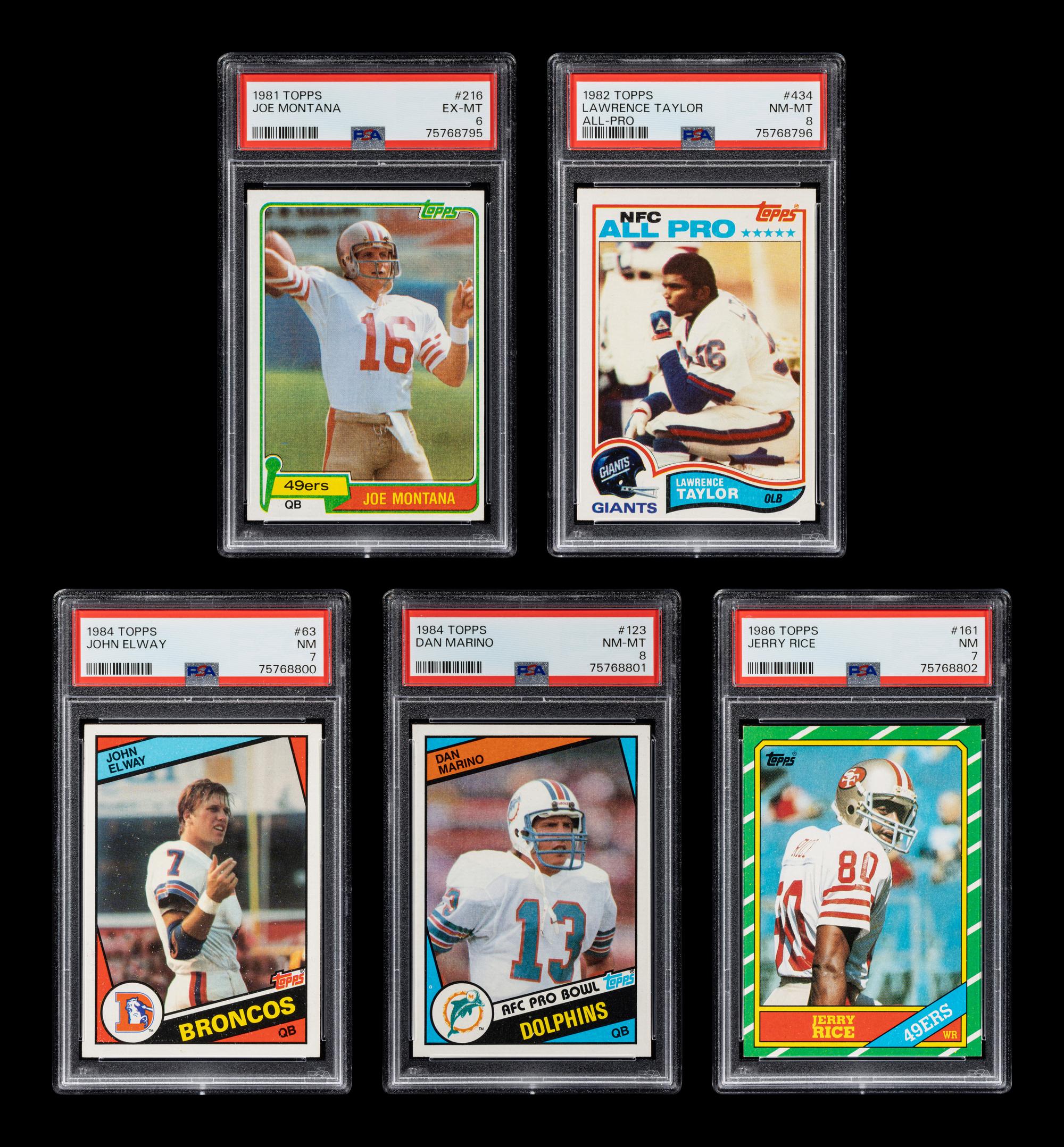 A Group of PSA Graded Hall of Fame Football Rookie Cards Including Joe Montana, Dan Marino and John Elway,