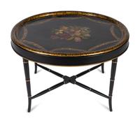 A Victorian Painted Papier Mache Oval Tray — 19TH/20TH CENTURY
