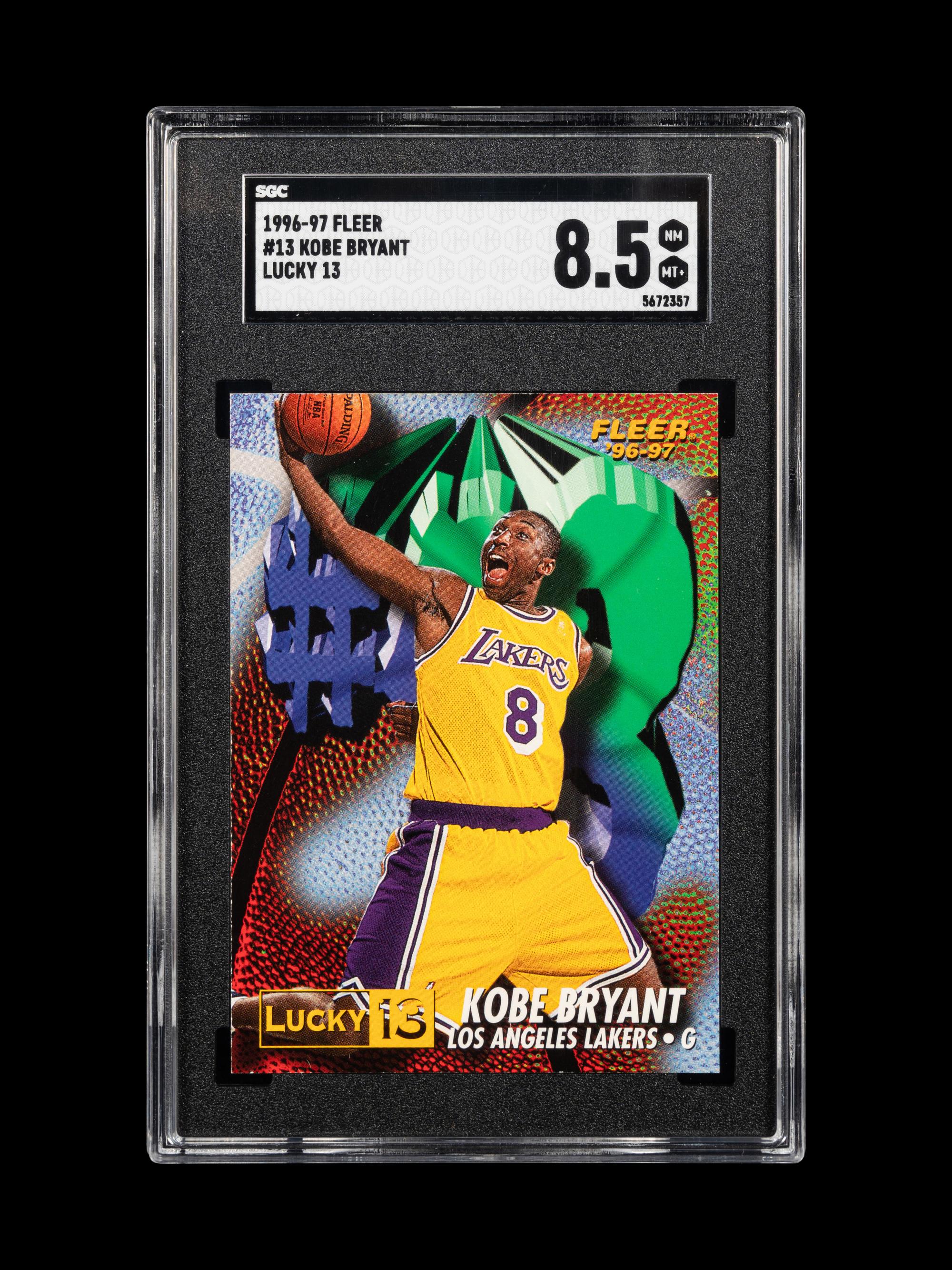 A Group of 1996-97 Fleer Lucky 13 Kobe Bryant Rookie Basketball Card No. 13 (SGC 8.5 NM-MT+)