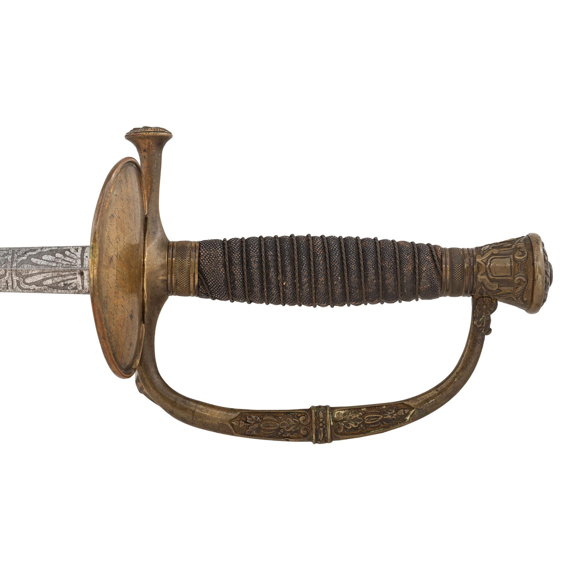 Published Schuyler, Hartley & Graham Model 1860 Staff & Field Officers' Sword taken from Confederate Spy Col. W.O. Williams in Franklin, TN and Inscribed to Henry Newcomer