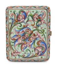 A Russian Shaded Enamel Silver Cigarette Case