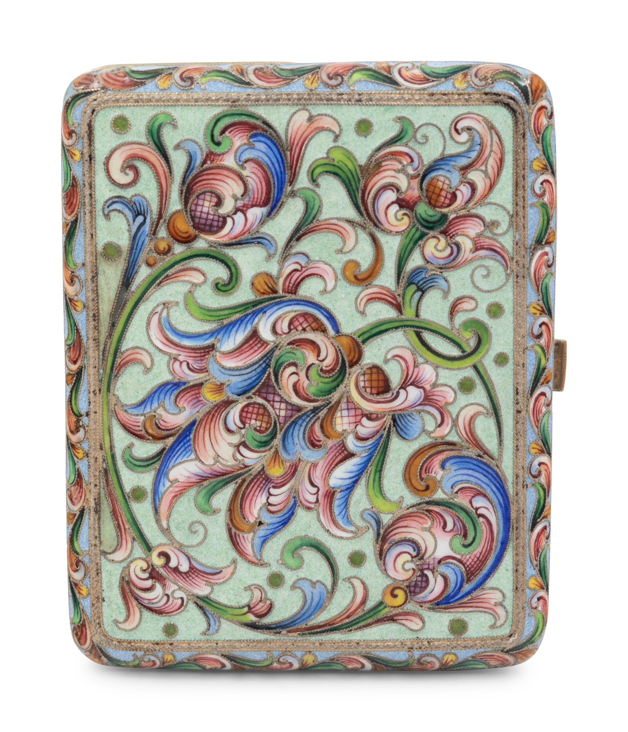 A Russian Shaded Enamel Silver Cigarette Case