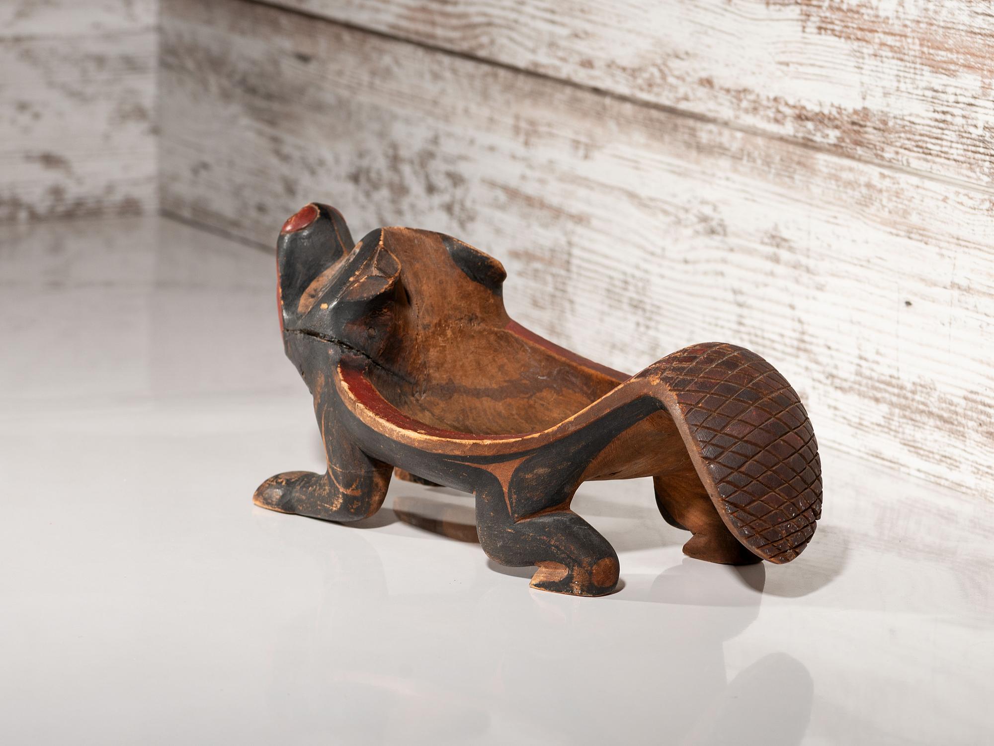 Northwest Coast Carved Beaver Bowl