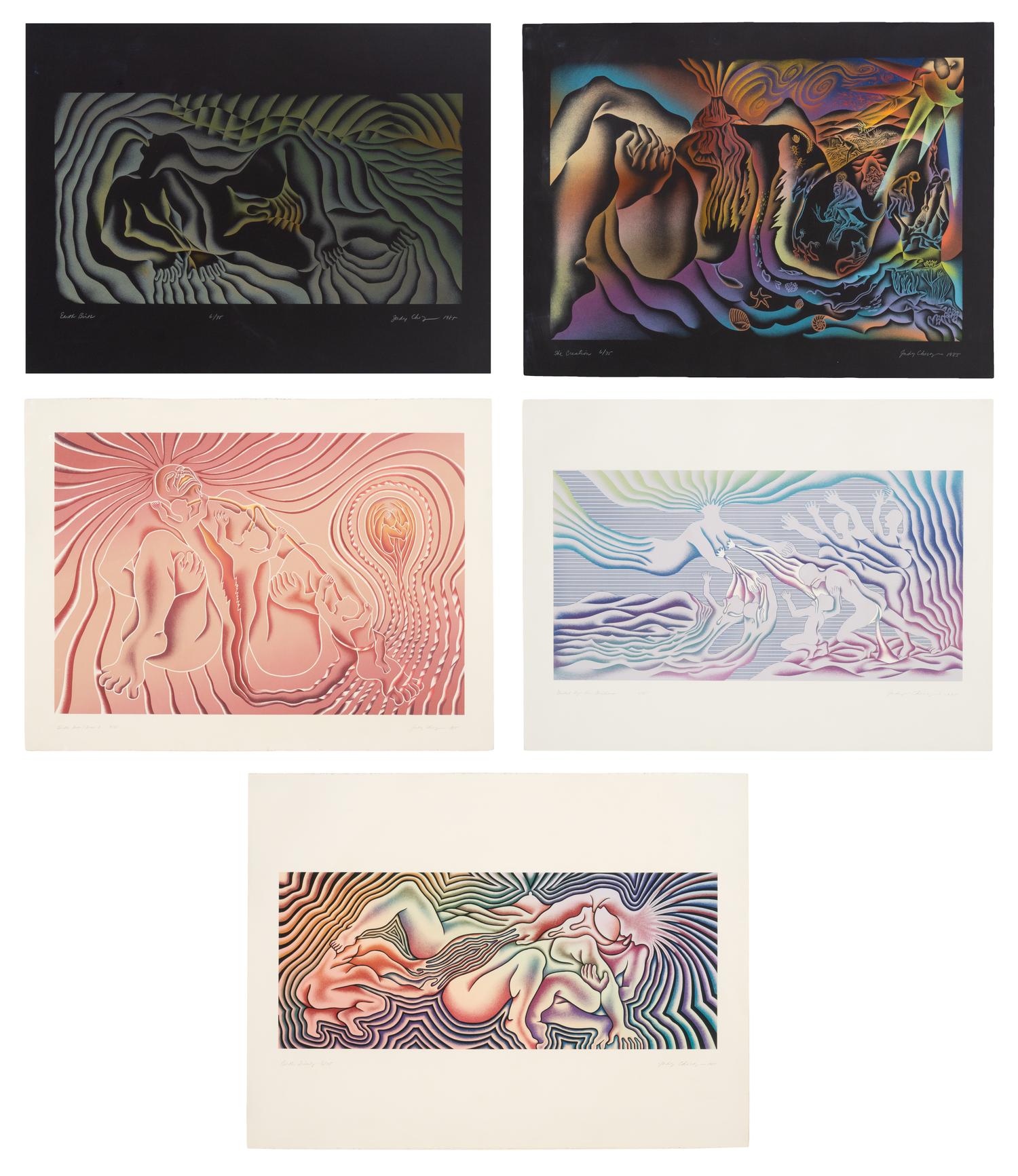 The Creation , Birth Tear/Tear , Birth Trinity , Guided by the Goddess , and Earth Birth (a group of 5 works from The Birth Project ), 1985