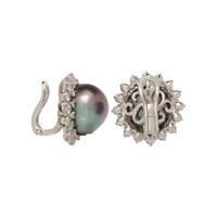 BAROQUE TAHITIAN CULTURED PEARL AND DIAMOND EARRINGS